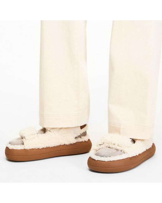 Moon Boot White Wool Logo Sandals