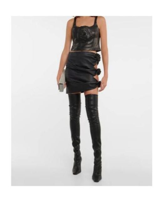 Magda Butrym Black Leather Cutout Miniskirt