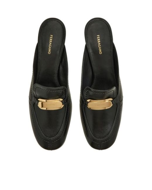 Ferragamo Black Ferragamo Elodye Slip-On Mules
