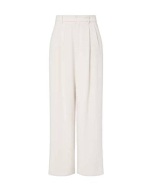 Max Mara White Donata Pleated Wide-Leg Pants