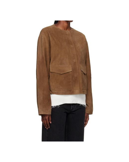 St. Agni Brown Round-Neck Long-Sleeve Casual Jacket
