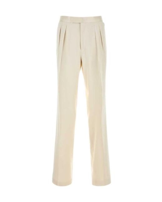 Tom Ford Natural Pleated Straight-Leg Pants for men