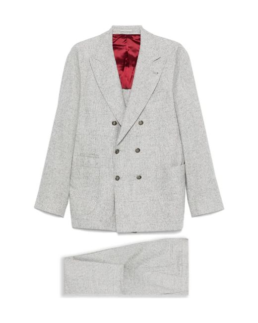 Brunello Cucinelli Gray Double-Breasted Suit for men