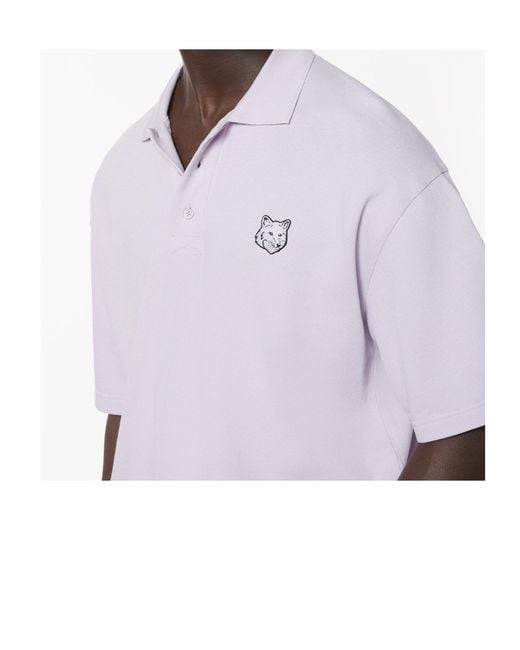 Maison Kitsuné Purple Bold Fox Head-Appliqué Polo Shirt for men