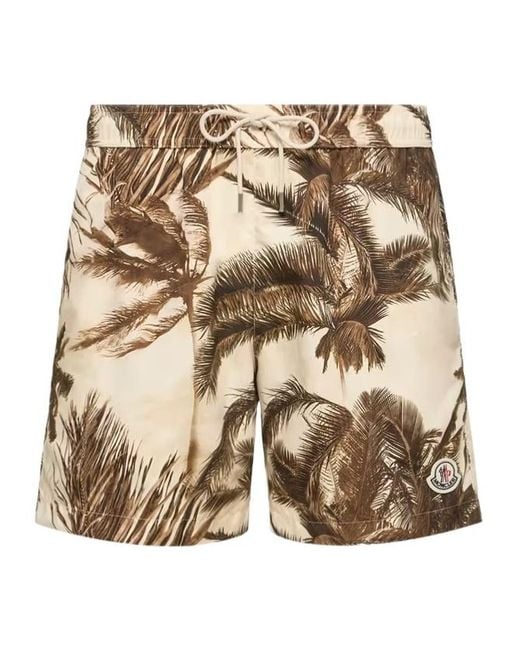 Moncler Natural Patterned Swim Shorts for men