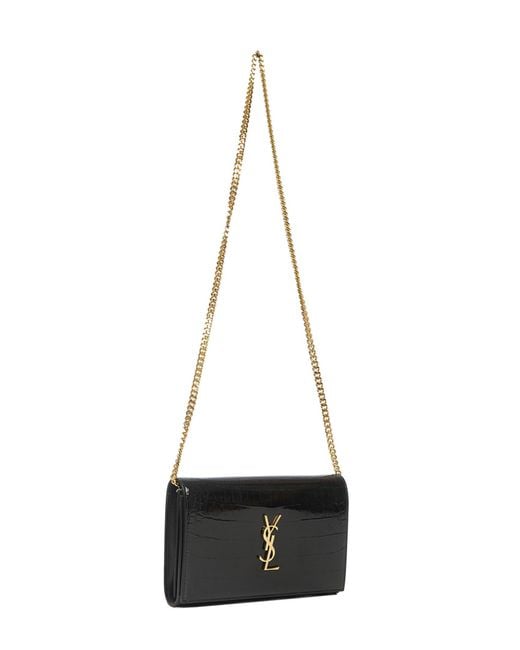 Saint Laurent White Kate Embossed Alligator Woc