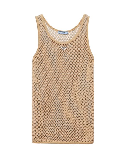 Prada Natural Cotton Mesh Tank Top