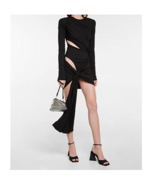 The Attico Black Cutout Ruched Minidress