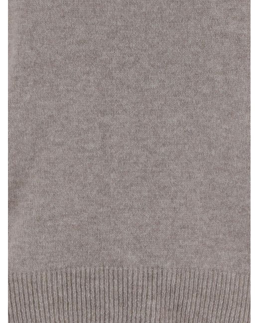 Allude Gray Cashmere Crew Neck Knitted Sweater