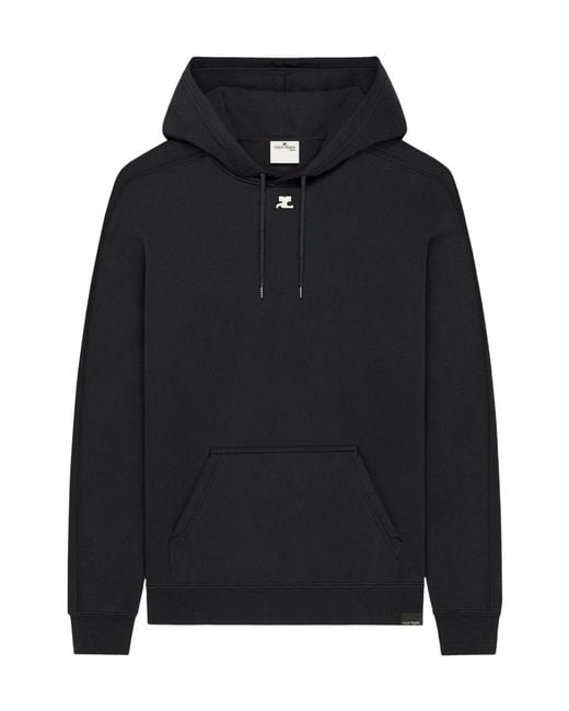 Courreges Black Logo-Patch Cotton Hoodie