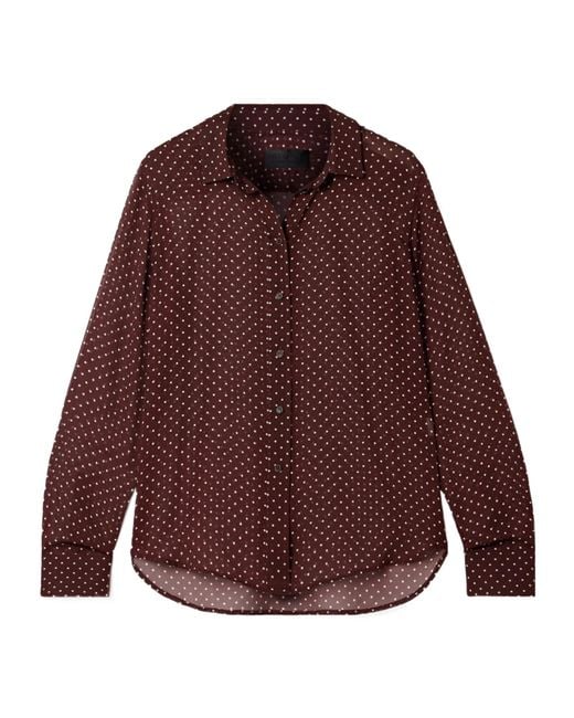 Nili Lotan Purple Gaia Polka-Dot Silk Crepe De Chine Shirt