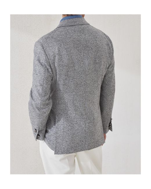 Brunello Cucinelli Gray Grisaille One-And-A-Half Breasted Deconstructed Blazer for men