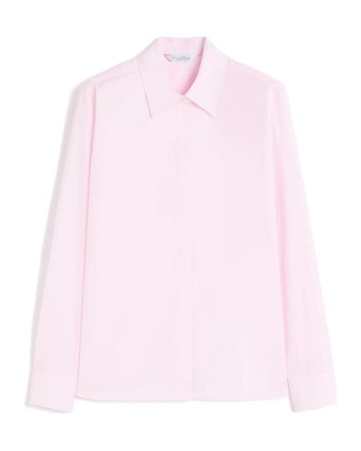 Max Mara Pink Maroso Long-Sleeve Logo-Appliqué Shirt