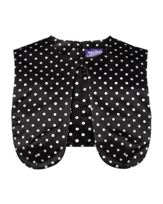 Jean Paul Gaultier Black Polka-Dot Silk Crop Top