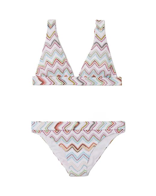 Missoni White 3D Lamé Zigzag Bikini