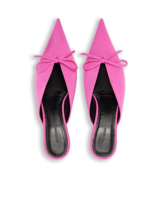 Balenciaga Pink Knife Bow Mules