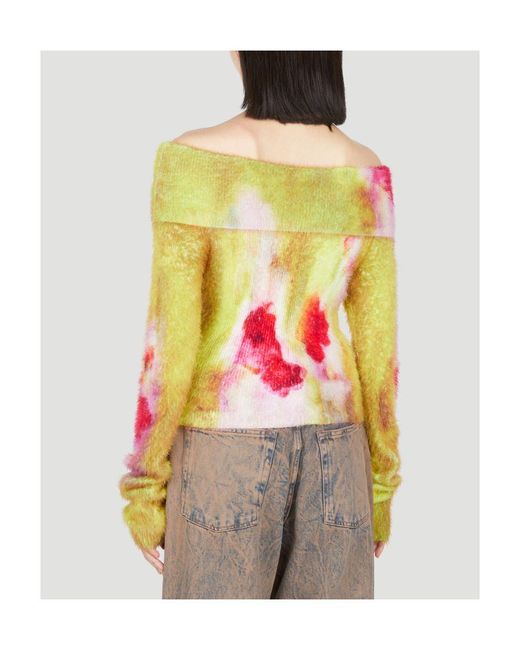 Acne Gray Off-The-Shoulder Knitted Sweater