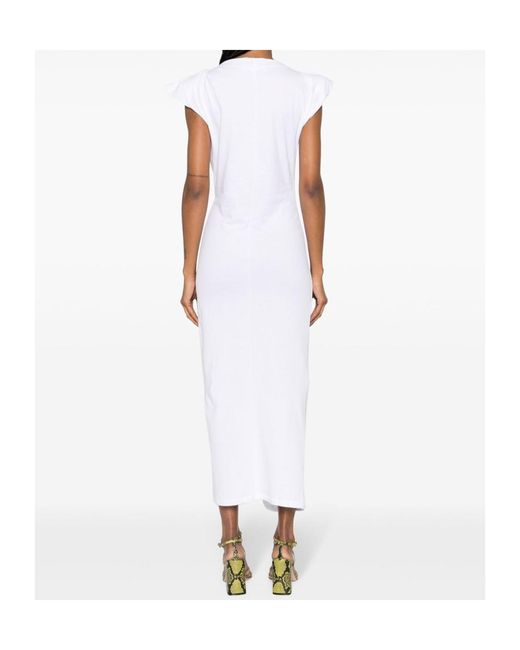 Isabel Marant White Nadela Ruched Detailed Midi Dress