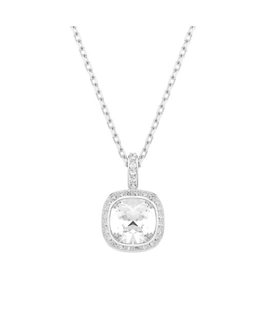 Swarovski White Crystal-Pendant Cable-Link Necklace