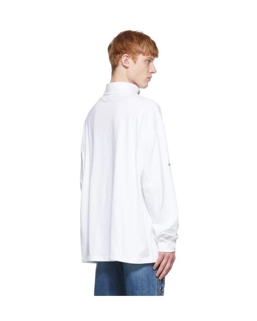 we11done White Logo Details Long-Sleeved T-Shirt for men