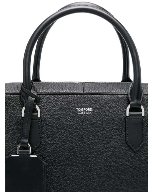 Tom Ford Black Top Handle Briefcase for men