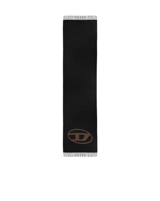 DIESEL Black Fringed Scarf for men