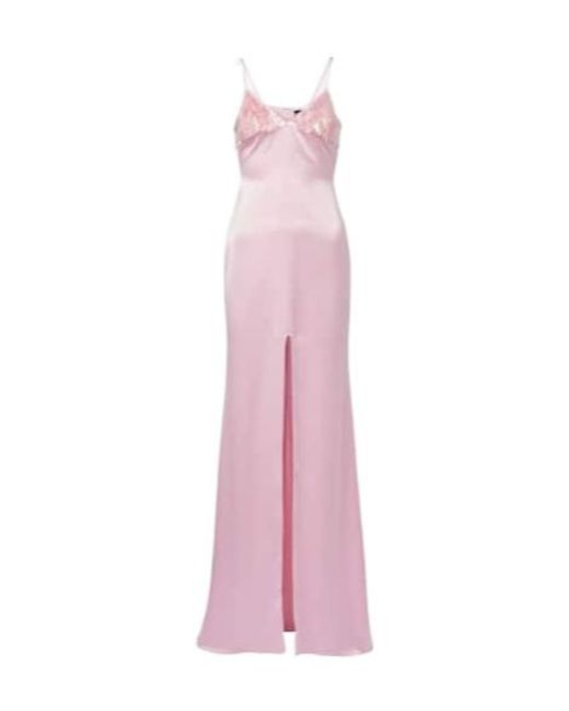 David Koma Pink Sequined Satin Gown