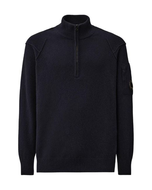 C P Company Black Half-Zip Jumper for men
