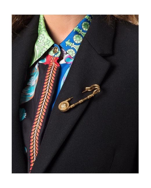 Versace Metallic Medusa Safety Pin Brooch