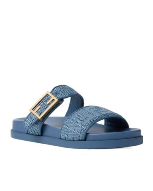 Fendi Blue Feel Chicc Buckled Slides