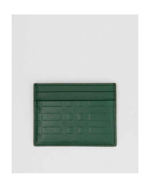 Burberry Green Plaid Embossed Card Holder for men