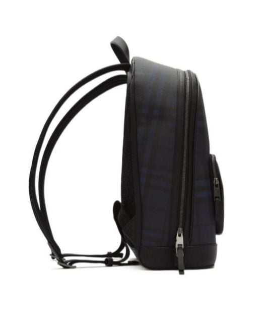 Burberry Black Checked Logo Backpack for men