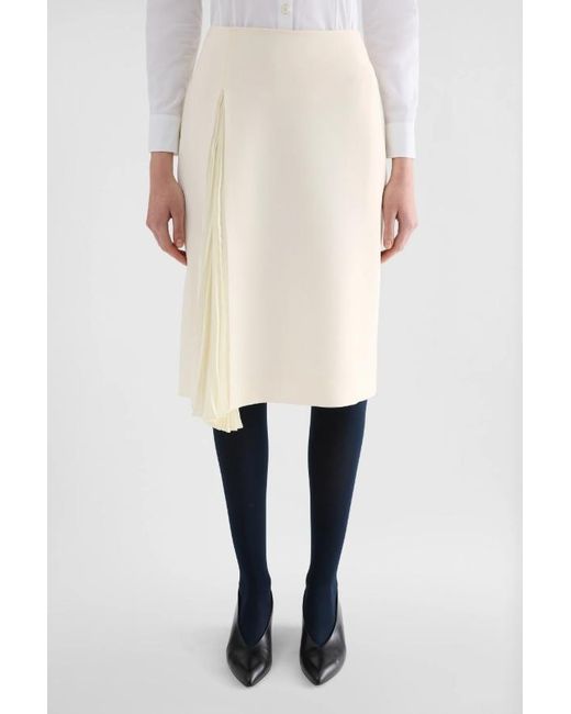 Jil Sander White Wool Sablé Pleated Skirt