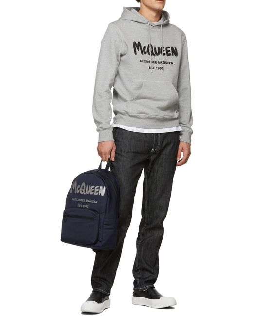 McQueen Blue Metropolitan Grafitti Logo Backpack for men