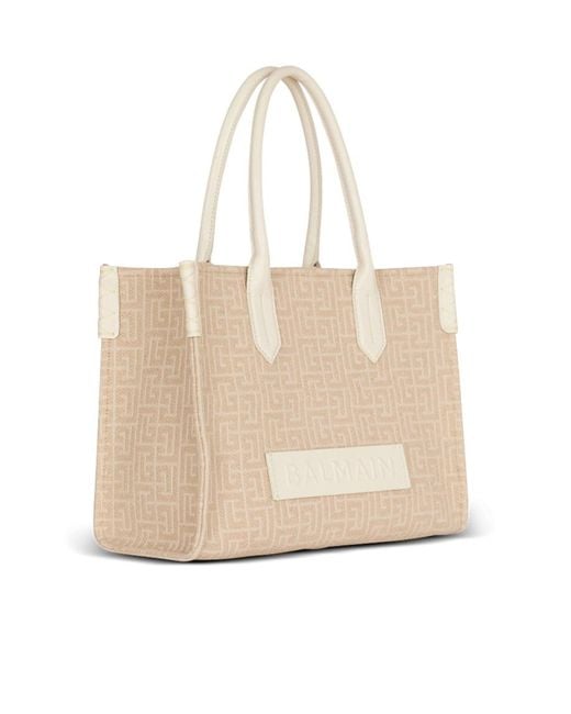 Balmain Natural B-Army 36 Monogrammed Tote Bag