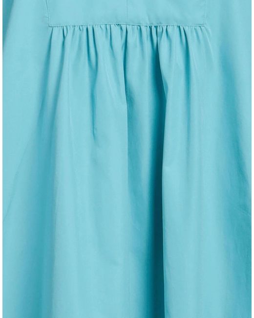 Max Mara Blue Solid-Color Long-Sleeve Shirt Dress