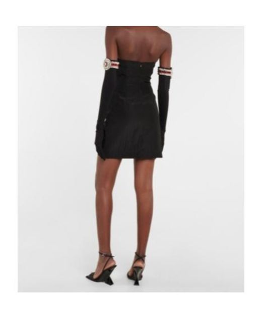 David Koma Black Decorative Gloves, Wavy Mini Dress