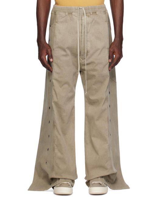 Rick Owens Natural Pusher Wide-Legged Casual Pants for men