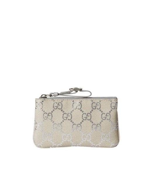 Gucci White Gg Emblem Key Pouch