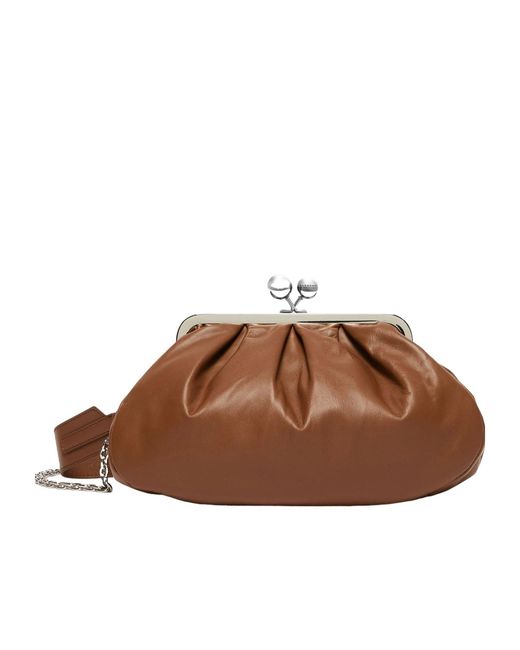 Weekend by Maxmara Brown Sphere Clasp Shoulder Bag