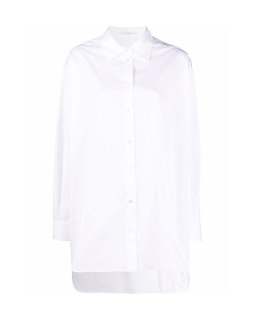 The Row White Logo Long-Sleeved Shirt
