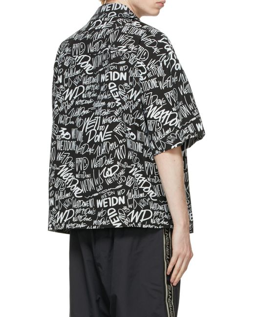 we11done Gray All-Over Logo Print Short-Sleeved Shirt for men