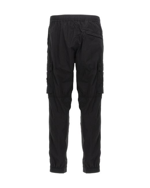Stone Island Black Logo Patch Technical Cargo Pants for men