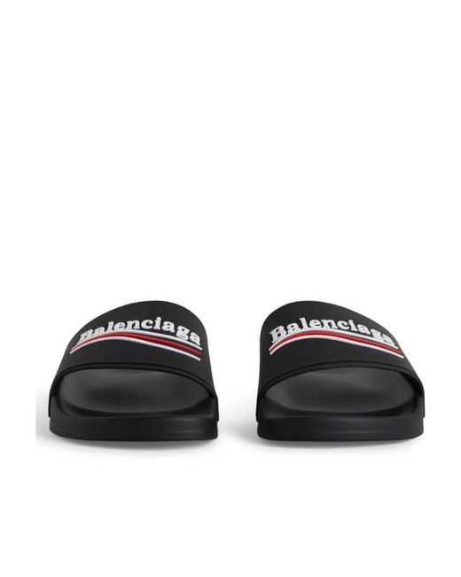 Balenciaga Black Political Campaign Pool Slides