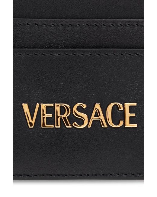 Versace Black Logo-Lettering Card Holder