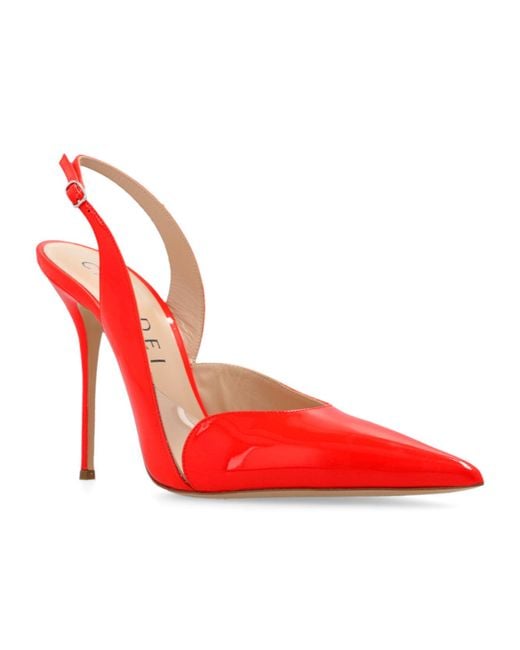 Casadei Red Pointed Toe Slingback Pumps
