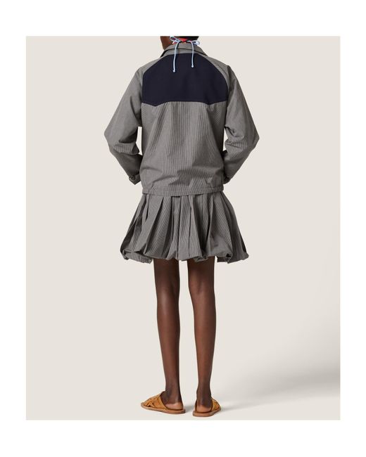 Miu Miu Gray Gingham Check Blouson Jacket