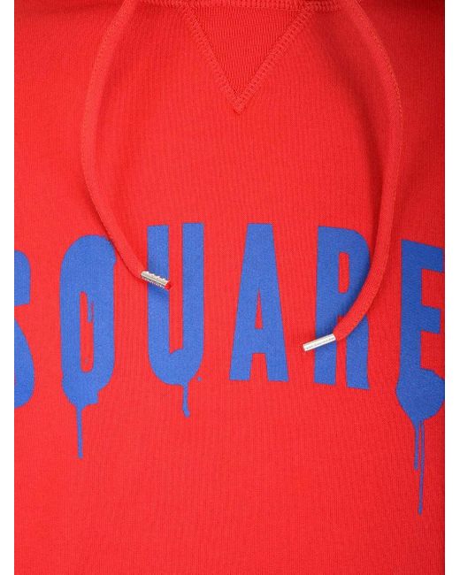 DSquared² Red Logo-Print Cotton Hoodie for men