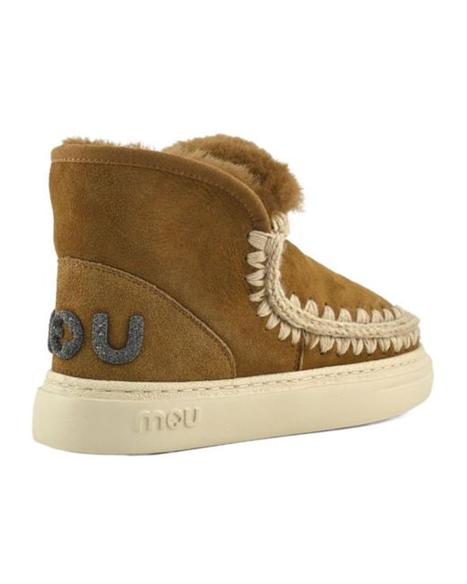 Mou Brown Logo Trim Ankle Boots