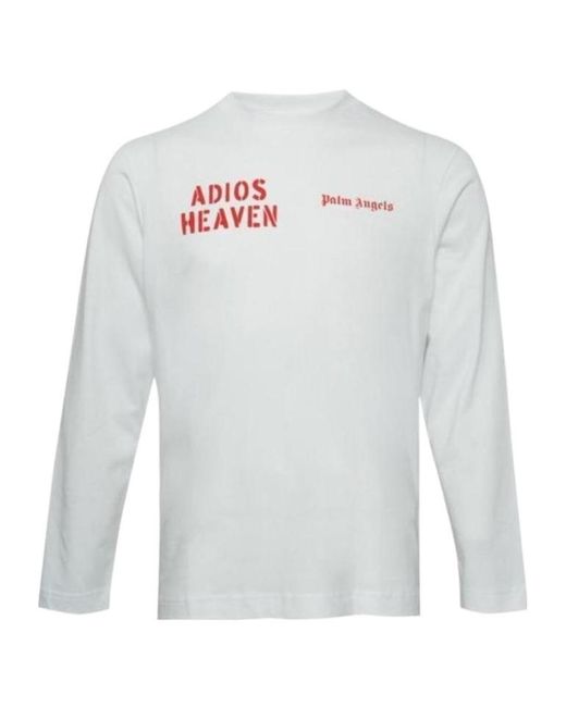 Palm Angels White Printed Long-Sleeved T-Shirt for men